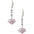 thumbnail image 1 of Silvertone Love Banner on Pink Crystal Heart Crystal Madison Leverback Earrings, 1 of 2