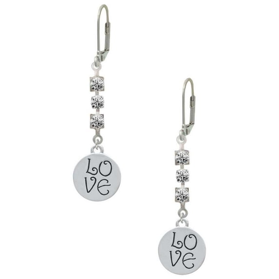 Silvertone Love Circle Crystal Madison Leverback Earrings