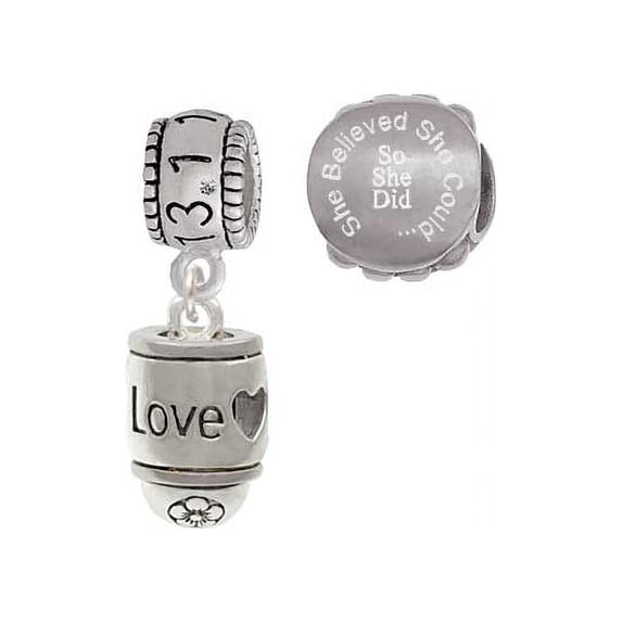 Silvertone Love Forever Spinner 13.1 Half Marathon Run She Believed She Could Charm Beads (Set of 2)