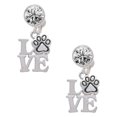 thumbnail image 1 of Silvertone Love with Paw Clear Crystal Clip On Earrings, 1 of 3