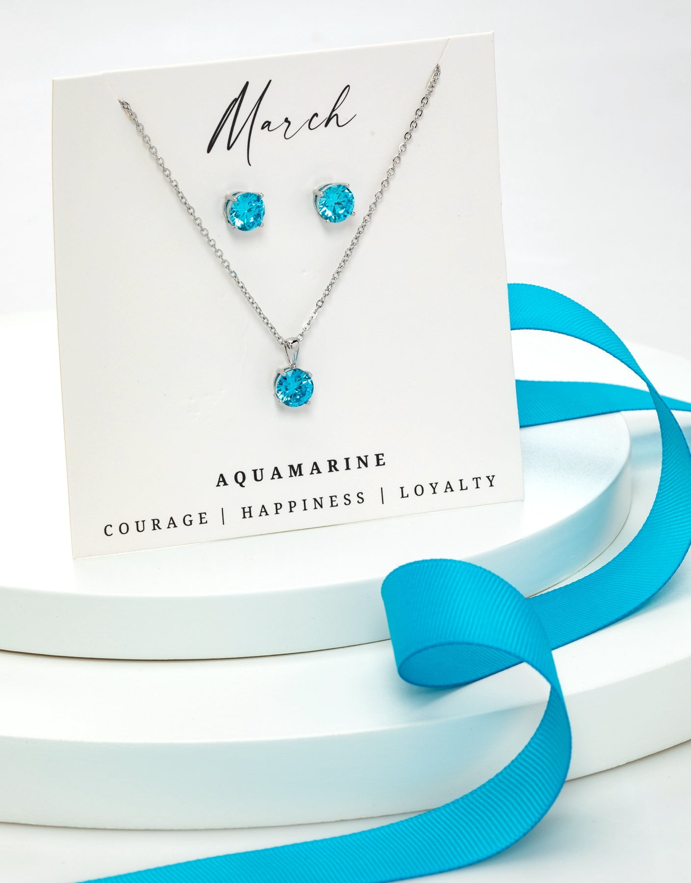 Macy's 2-Pc. Set Aquamarine (2-3/8 ct. t.w.) & Diamond (1/20 ct. t.w.)  Heart Pendant Necklace & Matching Stud Earrings in Sterling Silver - Macy's