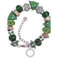 thumbnail image 1 of Silvertone Matthew 17:20 Eternity Ring Green Christmas Bead Bracelet, 1 of 4