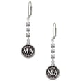 thumbnail image 1 of Silvertone Medical Assistant Caduceus Seal - MA Crystal Madison Leverback Earrings, 1 of 2
