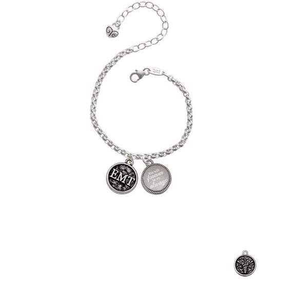 Silvertone Medical Caduceus Seal - EMT You Will Forever Be My Always Engraved Bracelet