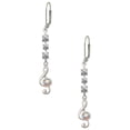 thumbnail image 1 of Silvertone Medium Clef with AB Crystal Crystal Madison Leverback Earrings, 1 of 2