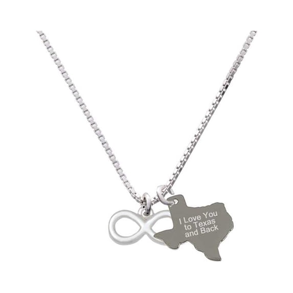 Silvertone Medium Infinity Sign - I Love You to Texas Necklace