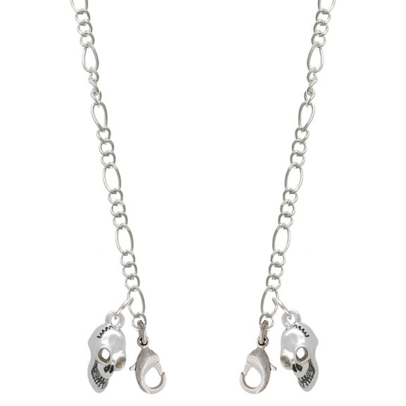 Silvertone Medium Skull Silvertone Face Mask Necklace