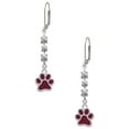 thumbnail image 1 of Silvertone Medium Translucent Maroon Paw Crystal Madison Leverback Earrings, 1 of 2