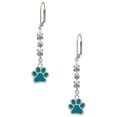 thumbnail image 1 of Silvertone Medium Translucent Teal Paw Crystal Madison Leverback Earrings, 1 of 2