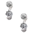 thumbnail image 1 of Silvertone Mermaid & Lobster Spinner Clear Crystal Clip On Earrings, 1 of 3