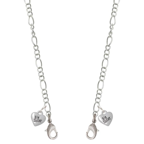 Silvertone Mini 3-D ''Big Sister'' Heart Silvertone Face Mask Necklace