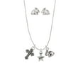 thumbnail image 1 of Silvertone Mini ''Believe'' Star Silver Tone Cross and Bunny Necklace and Earrings Set, 1 of 5