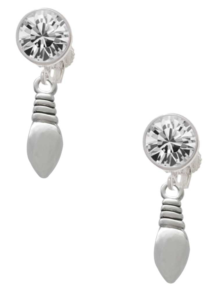 Silvertone Mini Christmas Light Clear Crystal Clip On Earrings