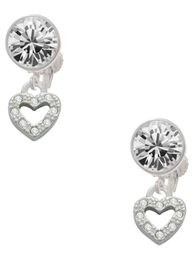 ピアス Silvertone Crystal Heart Stud Clip-On Earrings Silvertone Mini Clear Crystal Heart Clear Crystal Clip On