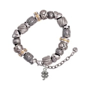 Silvertone Mini Four Leaf Clover Silver Tone Christian Bead Bracelet