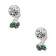 thumbnail image 1 of Silvertone Mini Green Turtle - Side Clear Crystal Clip On Earrings, 1 of 3