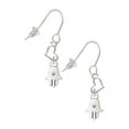 thumbnail image 1 of Silvertone Mini Hamsa Hand Heart French Earrings, 1 of 1