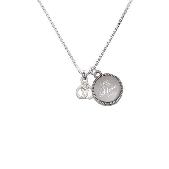 Silvertone Mini Handcuffs - Come Let us Adore Him Necklace