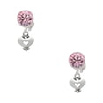 thumbnail image 1 of Delight Jewelry Silvertone Mini Heart with Cutout Pink Crystal Clip on Earrings, 1 of 5