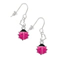 thumbnail image 1 of Silvertone Mini Hot Pink Ladybug Heart French Earrings, 1 of 4