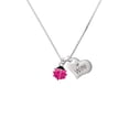 thumbnail image 1 of Silvertone Mini Hot Pink Ladybug Wife Heart Necklace, 1 of 2