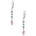 thumbnail image 1 of Silvertone Mini Hot Pink Running Shoe Crystal Madison Leverback Earrings, 1 of 2