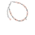 thumbnail image 1 of Silvertone Mini Light Pink Crystal Heart Pink Beaded Bracelet, 1 of 1