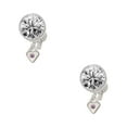 thumbnail image 1 of Silvertone Mini Light Purple Crystal Heart Clear Crystal Clip On Earrings, 1 of 3
