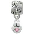 thumbnail image 1 of Silvertone Mini Paw with Pink Crystal - Paw Print Charm Bead, 1 of 1