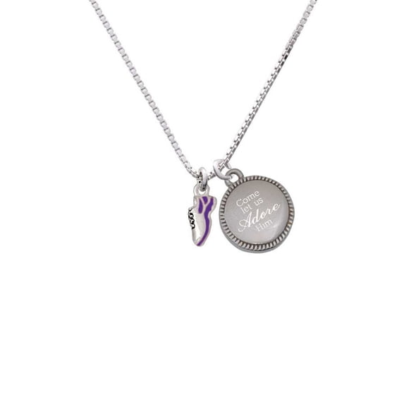Silvertone Mini Purple Running Shoe - Come Let us Adore Him Necklace