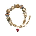 thumbnail image 1 of Silvertone Mini Red Enamel Strawberry Two Tone Christian Bead Bracelet, 1 of 4
