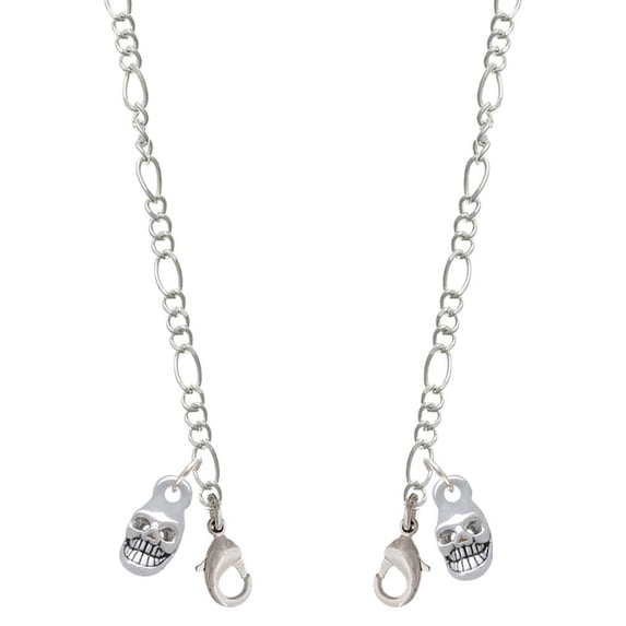 Silvertone Mini Skull Silvertone Face Mask Necklace