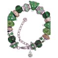 thumbnail image 1 of Silvertone Mini Smiley Face Green Christmas Bead Bracelet, 1 of 4