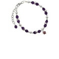 thumbnail image 1 of Silvertone Mini Translucent Maroon Paw Purple Beaded Bracelet, 1 of 1