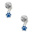 thumbnail image 1 of Silvertone Mini Translucent Royal Blue Paw Clear Crystal Clip On Earrings, 1 of 3