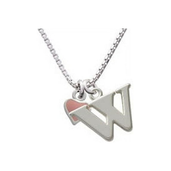 Silvertone Mini Two Sided Pink Heart Capital Initial W Necklace