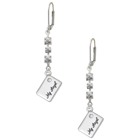 Silvertone My Angel Envelope Crystal Madison Leverback Earrings