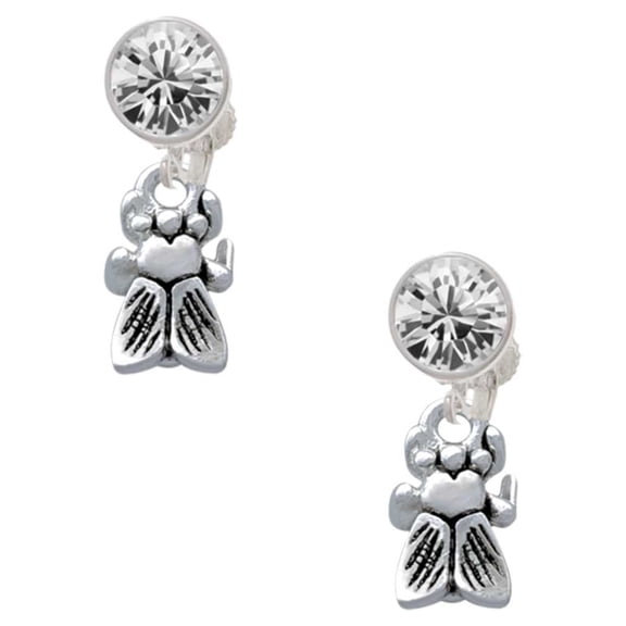 Silvertone Napoleon's Small Bee Clear Crystal Clip On Earrings