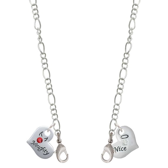 Silvertone Naughty or Nice Heart with Crystals Silvertone Face Mask Necklace
