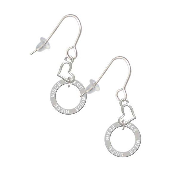 Silvertone Niece Eternity Ring Heart French Earrings