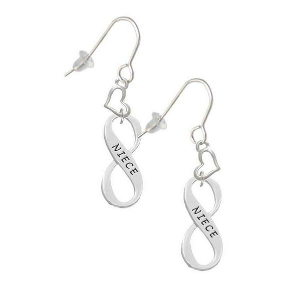 Silvertone Niece Infinity Sign Heart French Earrings