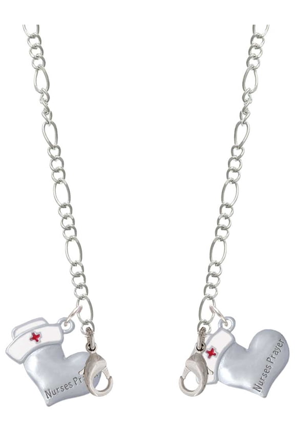 Silvertone Nurse's Prayer Heart - Lord Guide Silvertone Face Mask Necklace