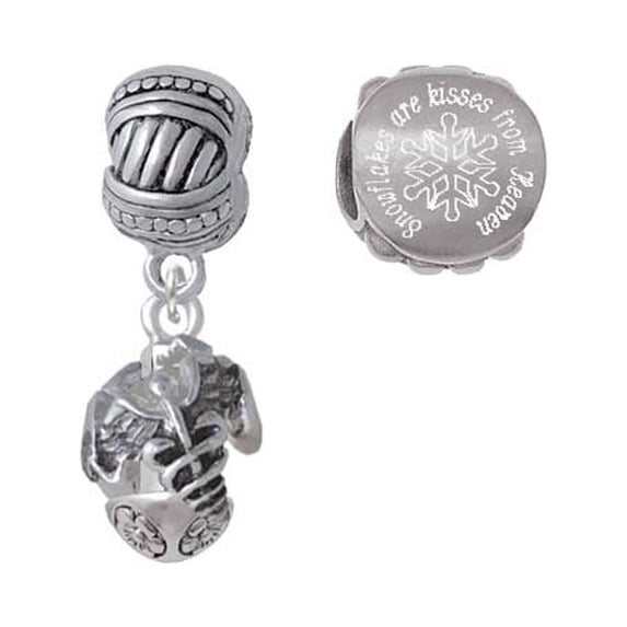 Silvertone Nursing Medley - Nurse Hat, Chart, Caduceus Spinner Snowflakes are Kisses from Heaven Charm Beads (Set of 2)