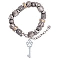 thumbnail image 1 of Silvertone Open Paw Key Silver Tone Christian Bead Bracelet, 1 of 4