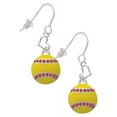 thumbnail image 1 of Silvertone Optic Yellow Softball with Red Crystal Stitching Heart French Earrings, 1 of 1