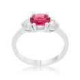 thumbnail image 1 of Silvertone Oval-Cut Fuchsia Cubic Zirconia Triplet Ring, 1 of 1