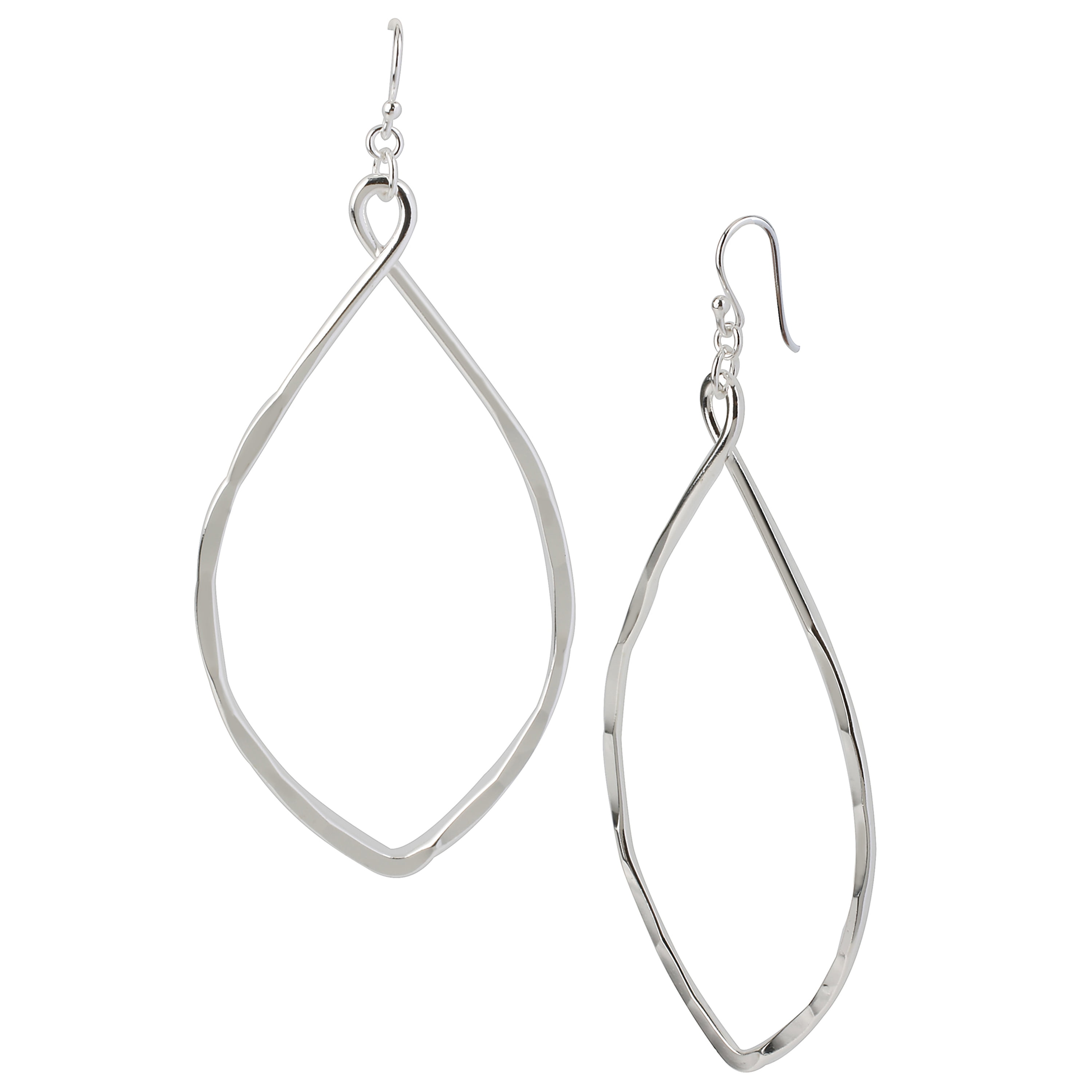 Silvertone Oval Drop Earrings