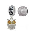 thumbnail image 1 of Silvertone Owl with Lime Green Crystal Eyes 5K Run She Believed She Could Charm Beads (Set of 2), 1 of 1
