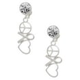 thumbnail image 1 of Silvertone Peace Sign Ribbon Heart Clear Crystal Clip On Earrings, 1 of 3