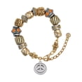 thumbnail image 1 of Silvertone Peace Sign - Round Seal Two Tone Christian Bead Bracelet, 1 of 4